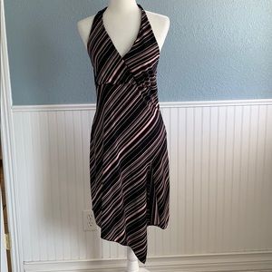 Halter dress black and pink stripe